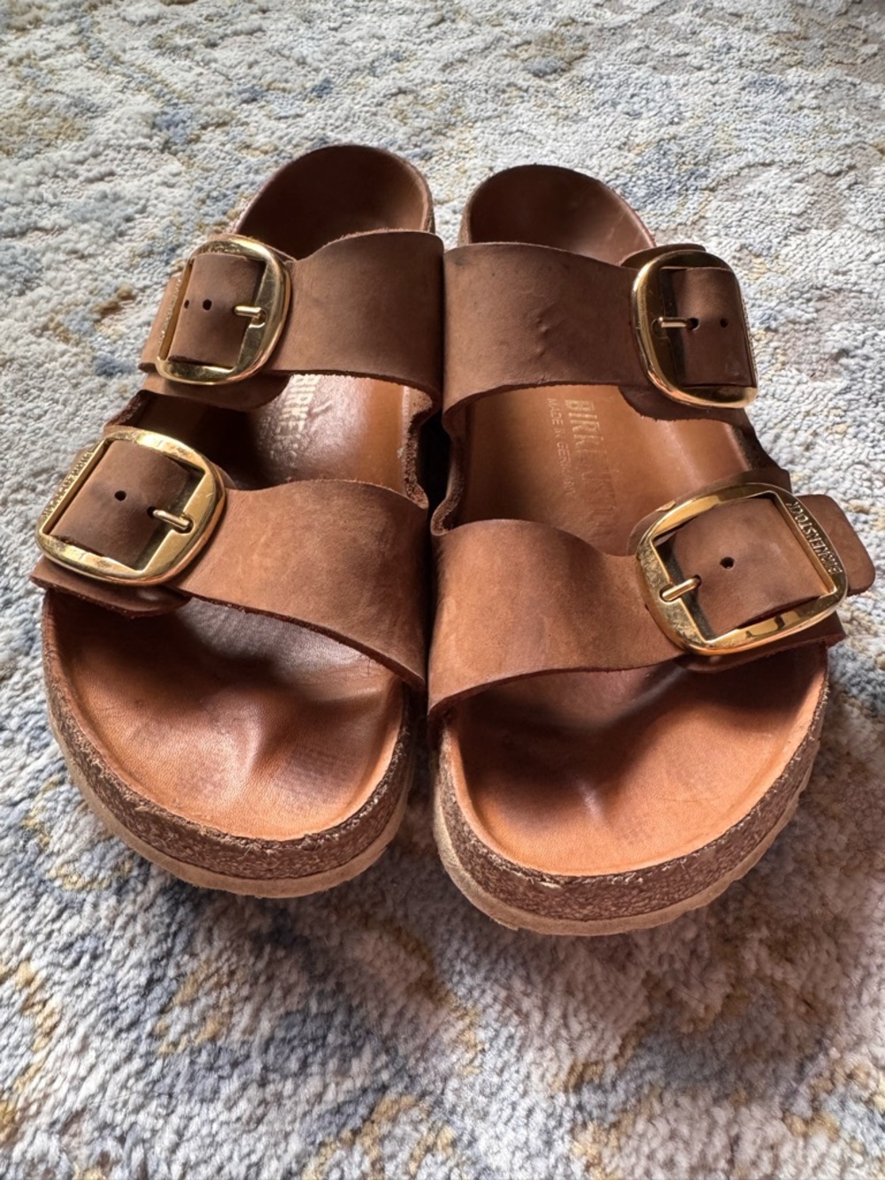 Birkenstock Brown Leather Double-Strap Cork Footbed Sandals